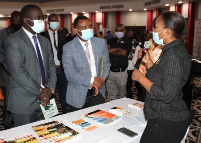 Minister of Commerce, Trade and Industry, Mulenga Chipoka visits ZCSA Stand during the Local Content Conference in Lusaka